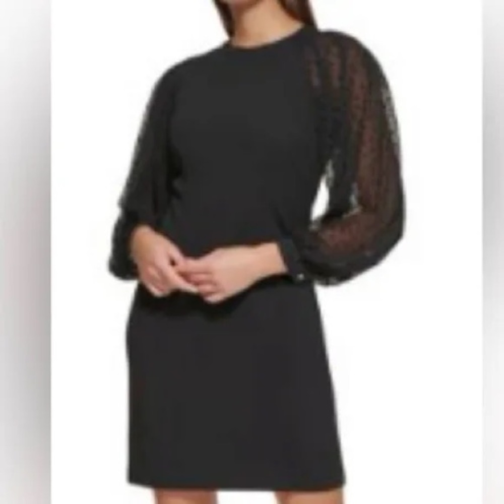 Tommy Hilfiger black Long-Sleeve Shift Dress - Classic Minimal Style Sz 8P